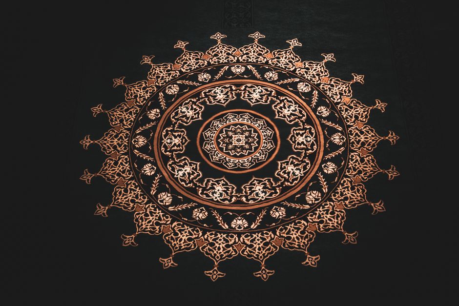 Detail van patroon op mandala gordijn. Detail van patroon op mandala gordijn.